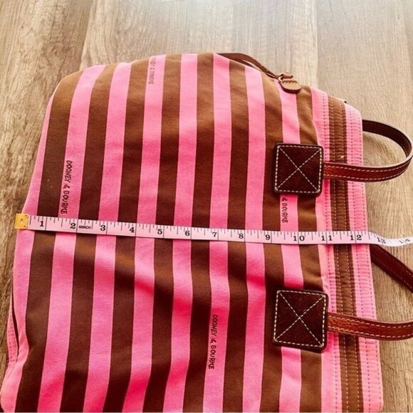 Dooney and Bourke Pink and Brown Stripe Shoulder Bag Y2K Vintage - Picture 10 of 11